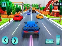 Car racing in fast highway traffic