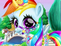 Rainbow pony caring